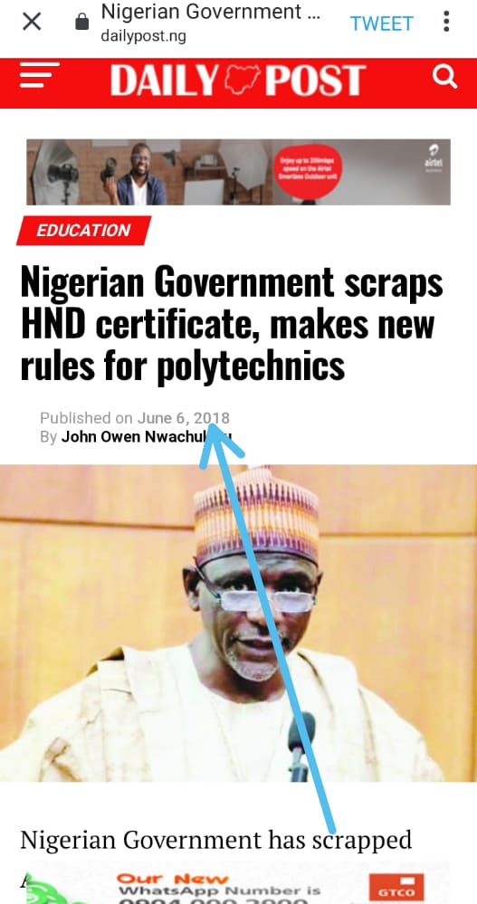 FEC APPROVES SCRAPPING OF HND PROGRAMME-  FAKE