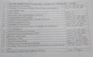 Yaba College of Technology (YABATECH) Academic Calendar for 2022/2023 Session